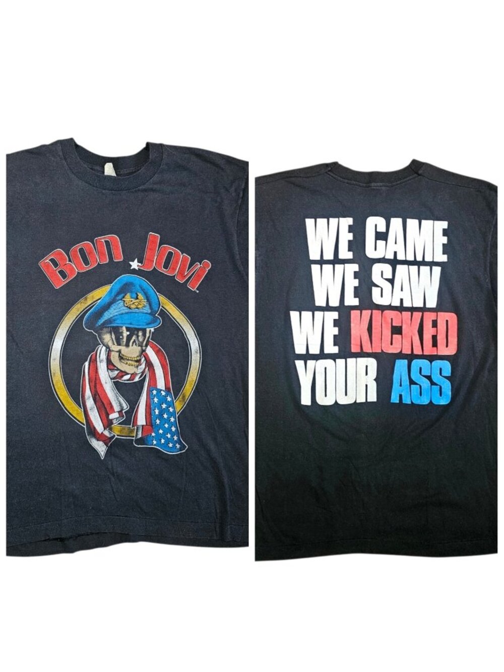 VTG 80s Bon Jovi Concert We Came We Saw We Kicked Your Shirt Size M Faded